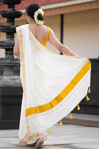Zari pure cotton kasavu saree