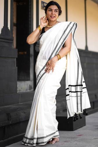 Zari pure cotton kasavu saree