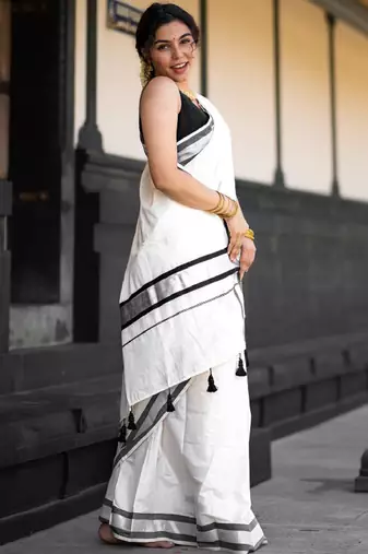 Zari pure cotton kasavu saree
