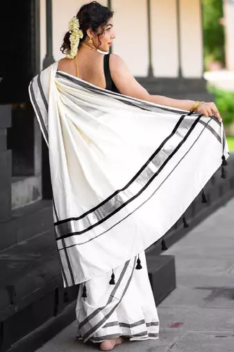 Zari pure cotton kasavu saree