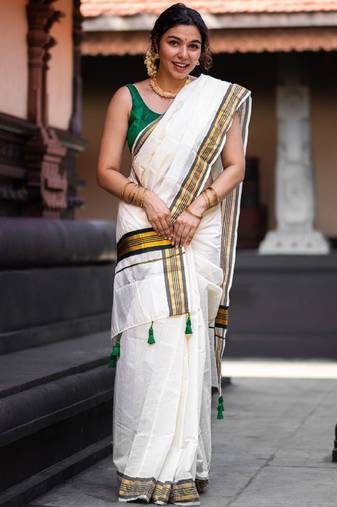 Zari pure cotton kasavu saree