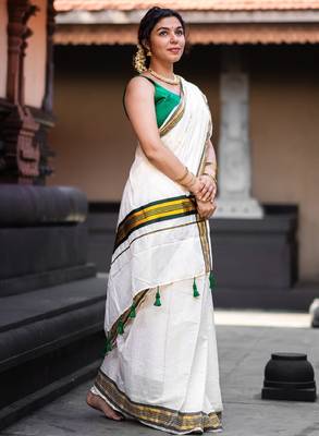 Zari pure cotton kasavu saree 2