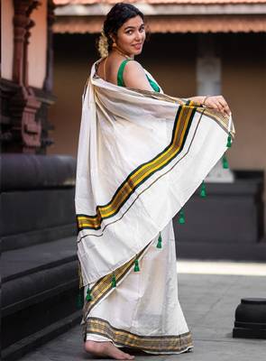 Zari pure cotton kasavu saree 3