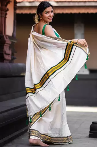 Zari pure cotton kasavu saree