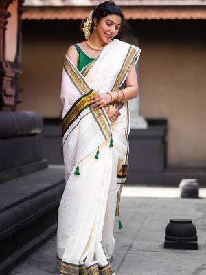Zari pure cotton kasavu saree 4