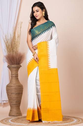 Checked pure cotton saree