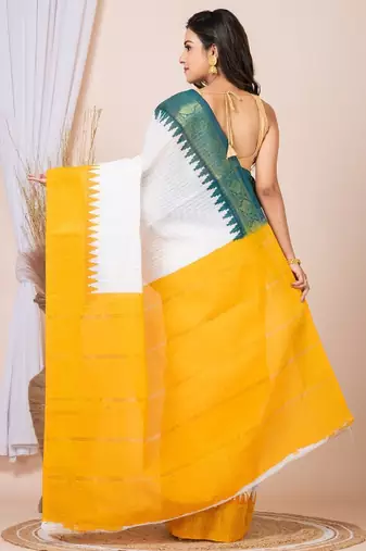 Checked pure cotton saree