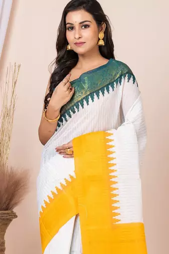 Checked pure cotton saree