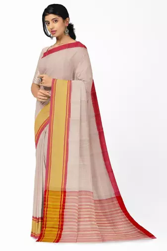 Checked pure cotton saree