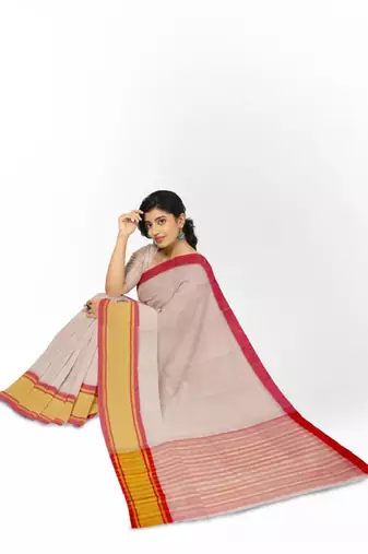 Checked pure cotton saree