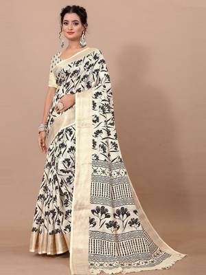 Floral zari pure linen mysore silk saree 1