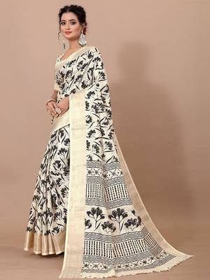 Floral zari pure linen mysore silk saree 3