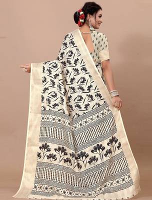 Floral zari pure linen mysore silk saree 4