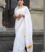 Silk cotton kasavu saree