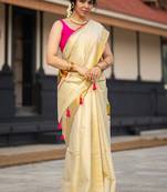 Zari pure cotton kasavu saree