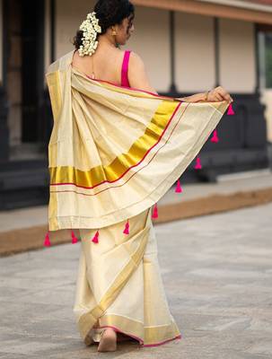 Zari pure cotton kasavu saree 4
