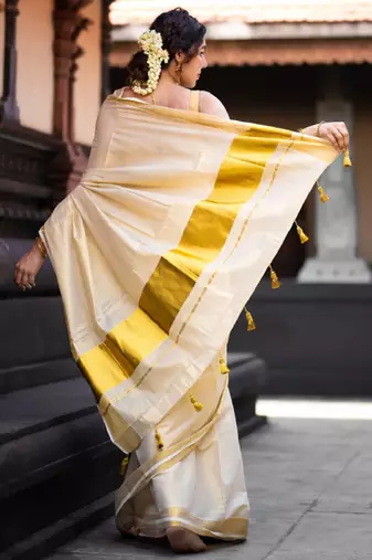 Zari pure cotton kasavu saree