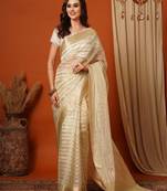 Leheriya zari organza kasavu saree