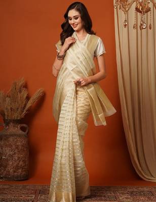 Leheriya zari organza kasavu saree 2