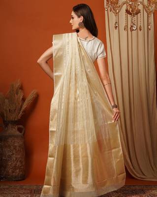 Leheriya zari organza kasavu saree 3