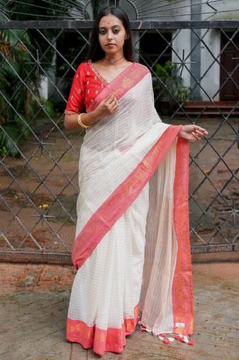 Women striped woven design saree