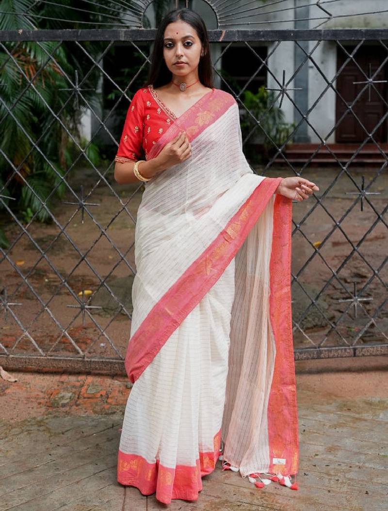 Women striped woven design saree