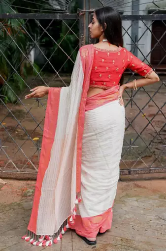 Women striped woven design saree