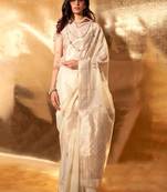 Woven design zari pure linen kanjeevaram saree