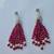 Ruby pink silver plated drop earrings