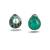 Green stone metallic teardrop stud earrings