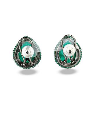 Green stone metallic teardrop stud earrings 2