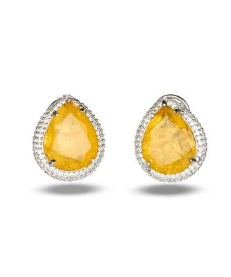 Yellow stone silver plated stud earrings 1