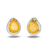 Yellow stone silver plated stud earrings