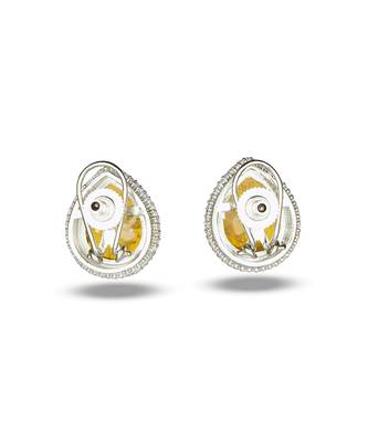 Yellow stone silver plated stud earrings 2