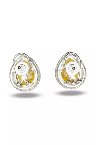 Yellow stone silver plated stud earrings
