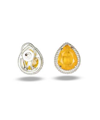Yellow stone silver plated stud earrings 3