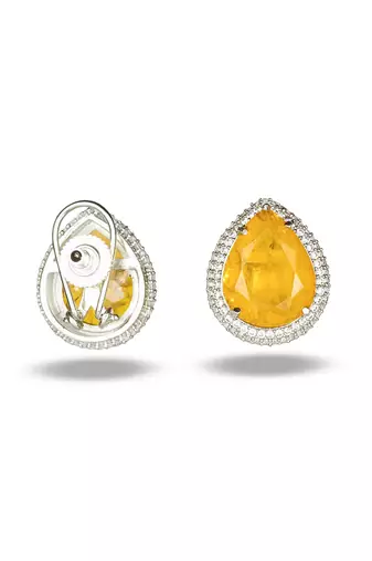 Yellow stone silver plated stud earrings