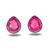 Pink stone metallic stud earrings