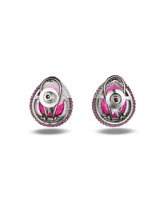 Pink stone metallic stud earrings 3