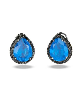 Blue stone metallic stud earrings 2
