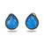 Blue stone metallic stud earrings