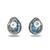 Blue stone metallic stud earrings