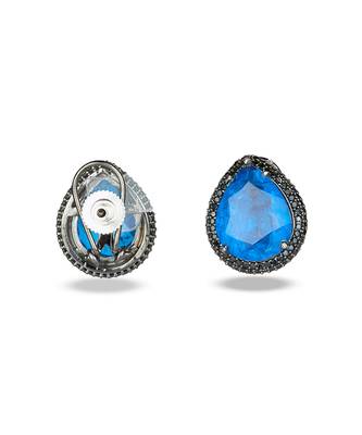 Blue stone metallic stud earrings 4