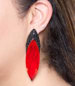 Ruby red metallic drop earrings
