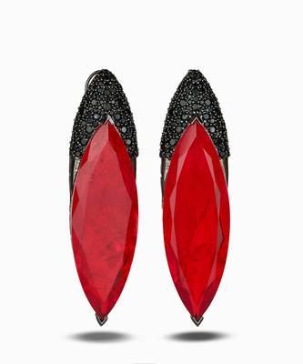 Ruby red metallic drop earrings 2