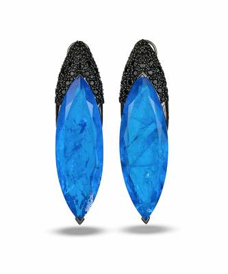 Sapphire blue metallic drop earrings 2