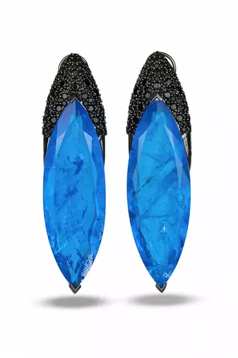 Sapphire blue metallic drop earrings