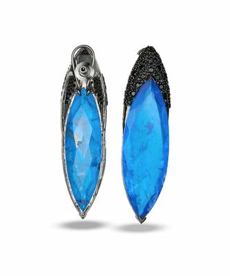 Sapphire blue metallic drop earrings 3