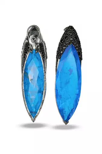Sapphire blue metallic drop earrings