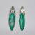 Green stone silver plated drop earrings
